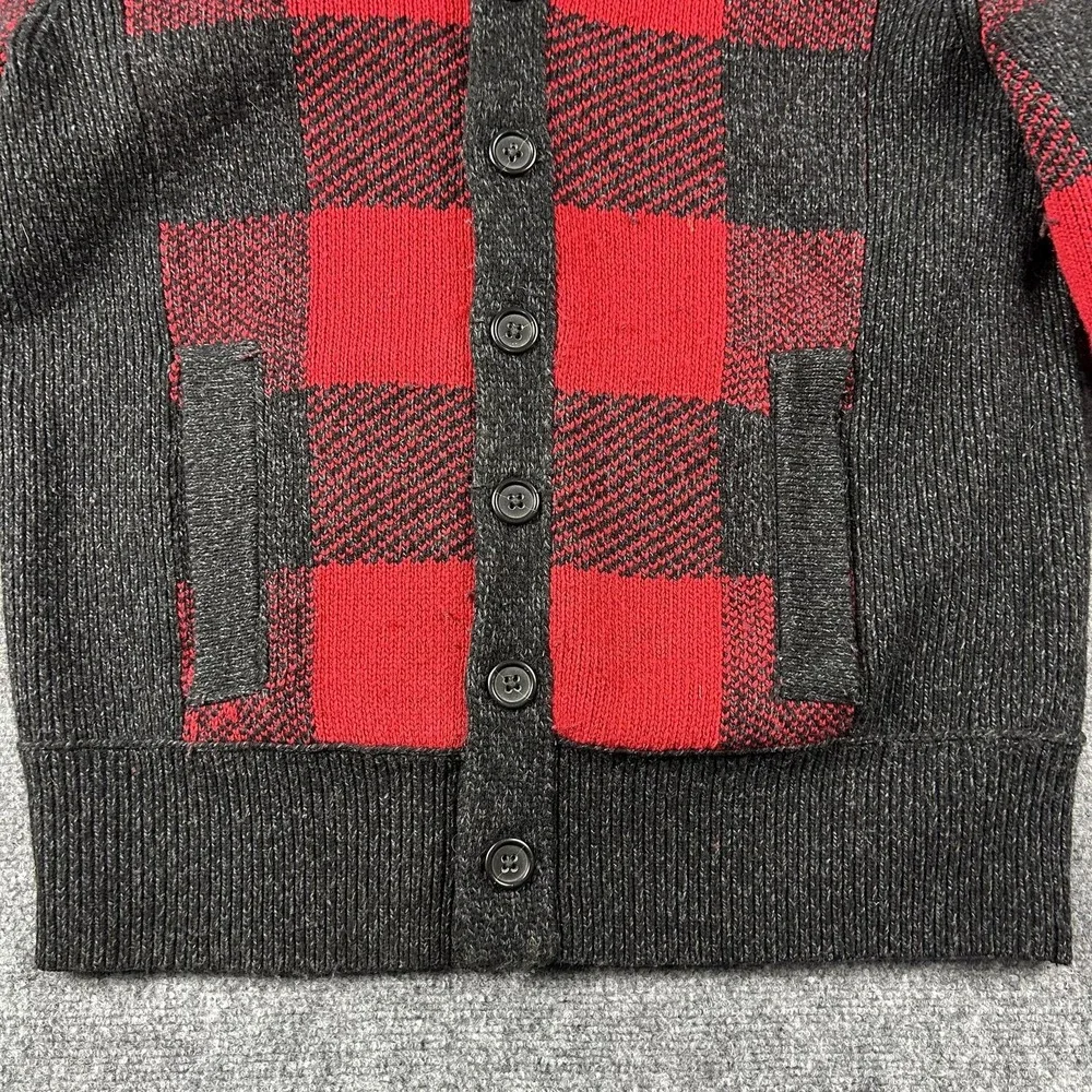 Banana Republic Cardigan Sweater Mens Medium Red‎ Plaid Shawl Collar Flipucci